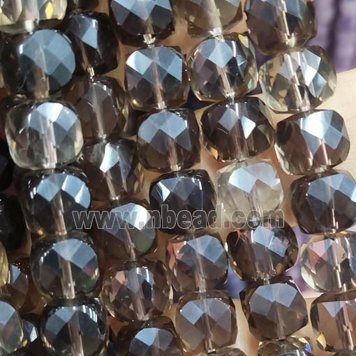 Smoky Quartz Beads, faceted cube