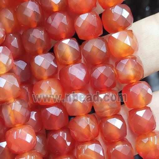 red Carnelian Agate Beads, faceted cube