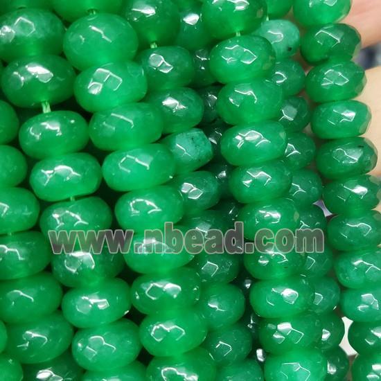 green Jade beads, faceted rondelle