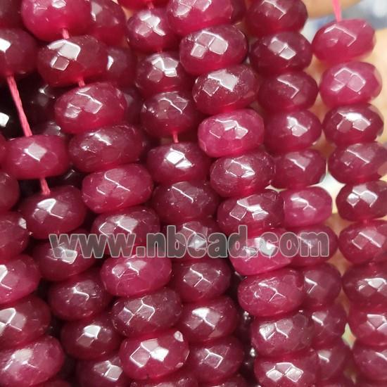 ruby Jade beads, faceted rondelle