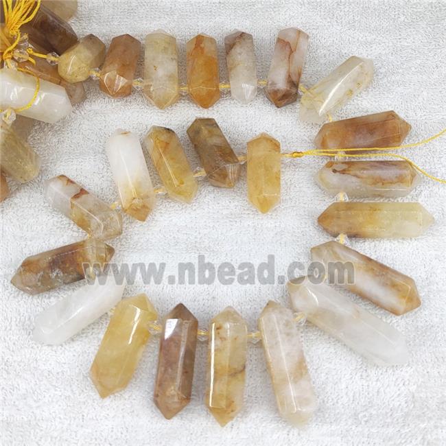 yellow Iron Quartz bullet beads, top-drilled