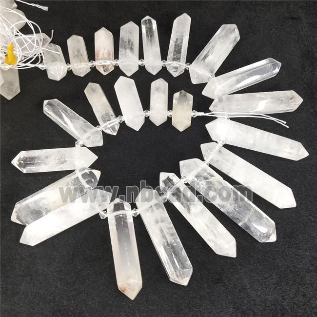 Clear Quartz bullet beads, top-drilled