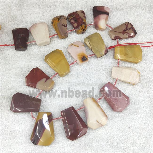 Mookaite teardrop beads, top-drilled