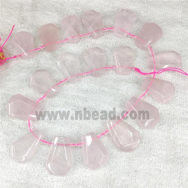 Rose Quartz teardrop beads, pink, top-drilled