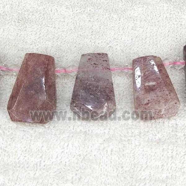 Strawberry Quartz teardrop beads, top-drilled