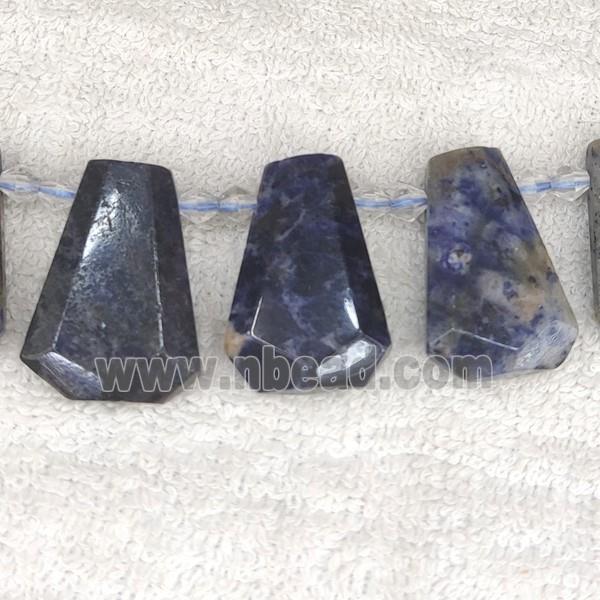 blue Sodalite teardrop beads, top-drilled