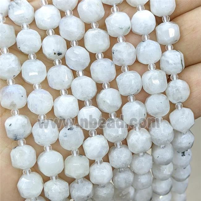 white MoonStone Beads, faceted cube