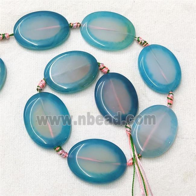 natural Agate Oval Beads, teal dye