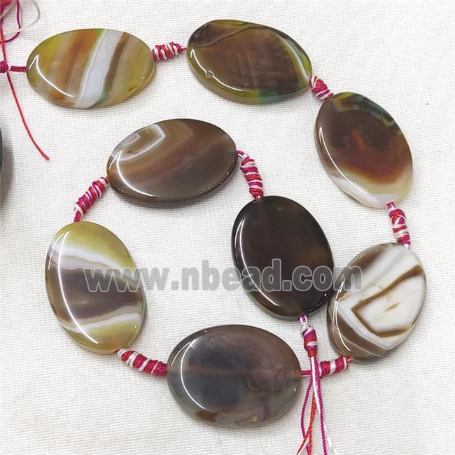 Stripe Agate Oval Beads, coffee