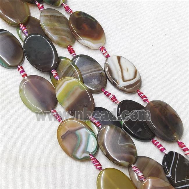 Stripe Agate Oval Beads, coffee