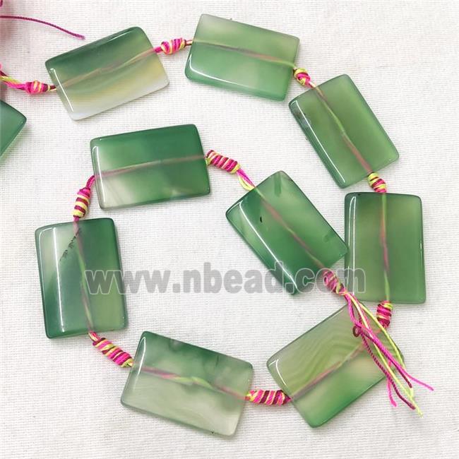 natural Agate Rectangle Beads, green dye