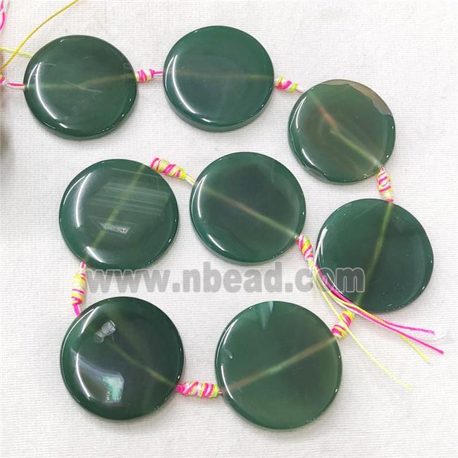 natural Agate Circle Beads, green dye