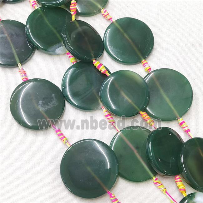 natural Agate Circle Beads, green dye