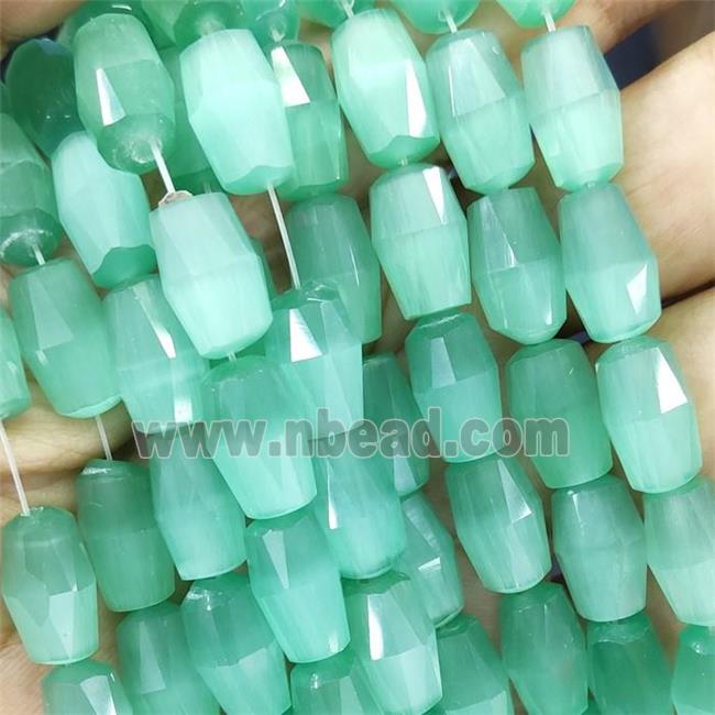 green Cat eye stone barrle beads, faceted