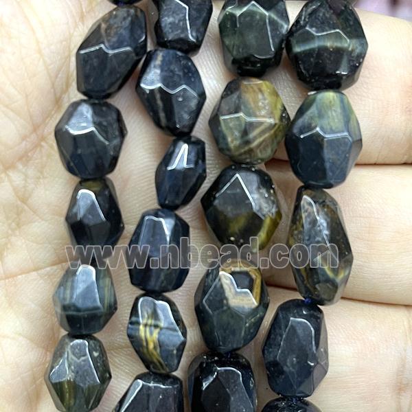 Iron Tiger eye stone beads, faceted freeform