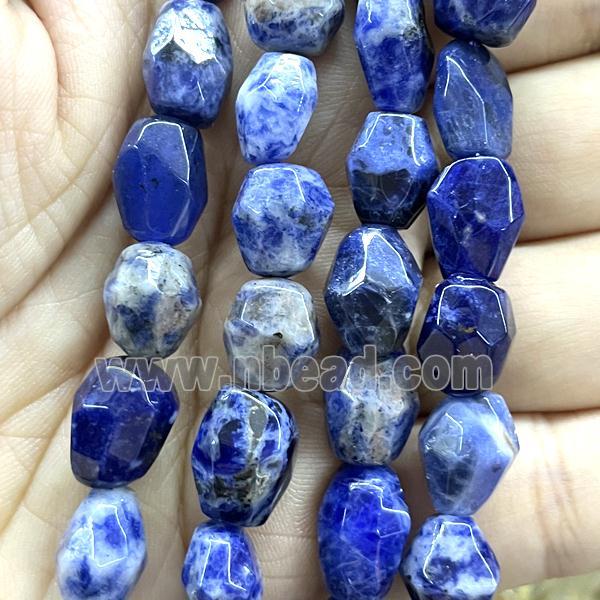 blue Sodalite beads, faceted freeform