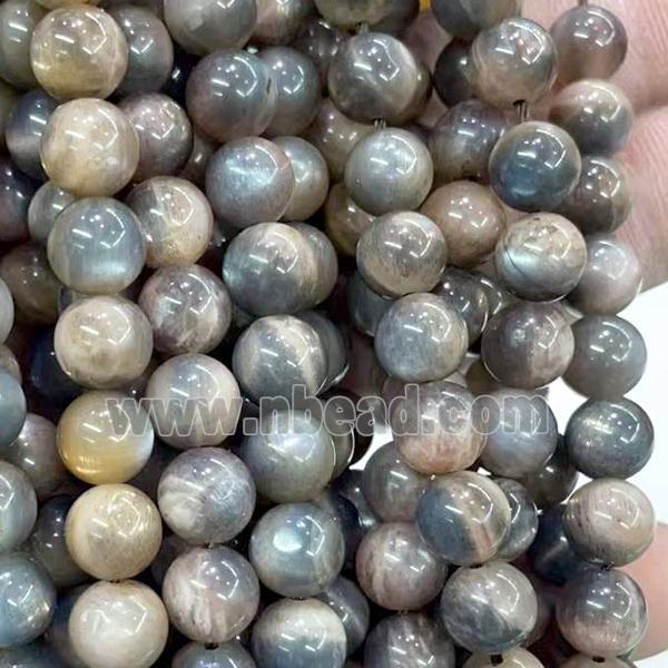 black Sunstone Beads, round