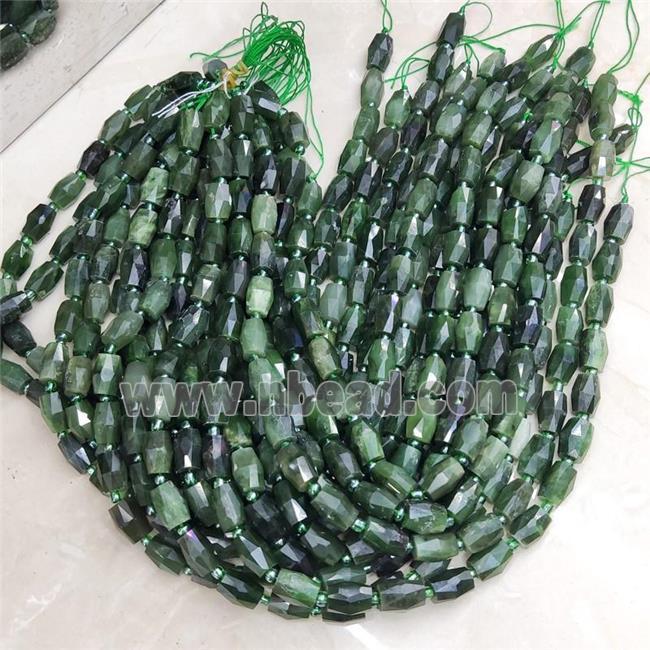 green Canadian Chrysoprase Beads, faceted barrel