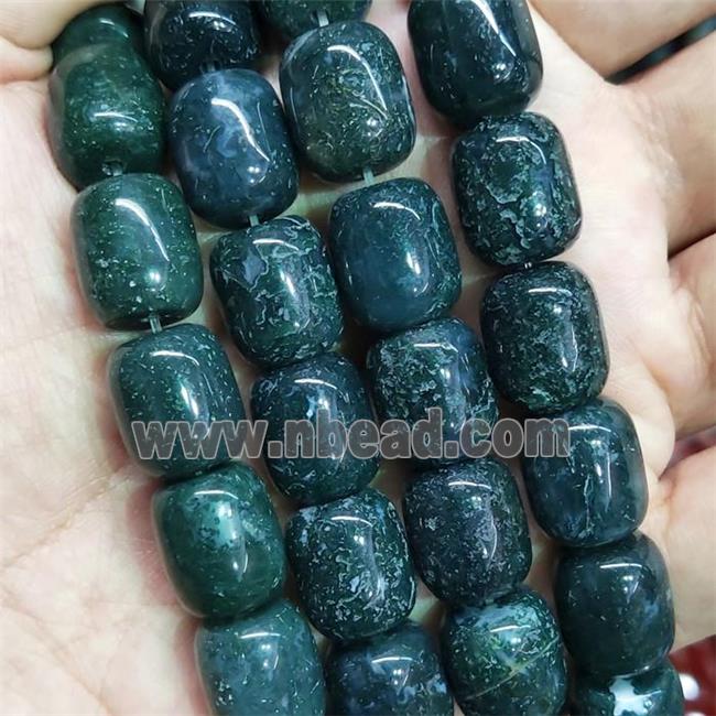 green Moss Agate barrel Beads