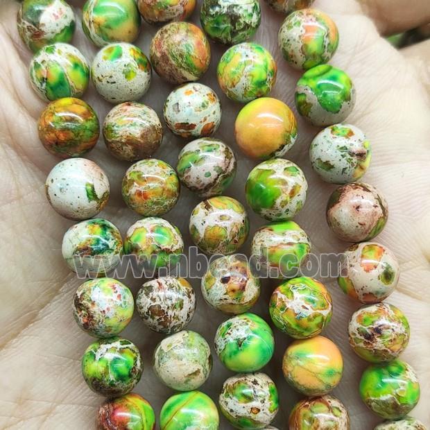 round Imperial Jasper beads, green