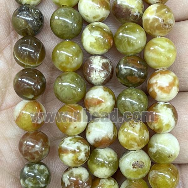 round Green Serpentine Jasper Beads