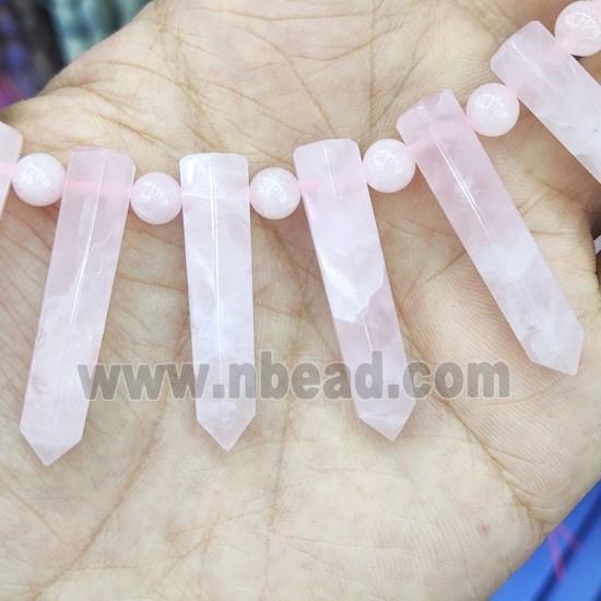 pink Rose Quartz bullet Beads, AA-grade