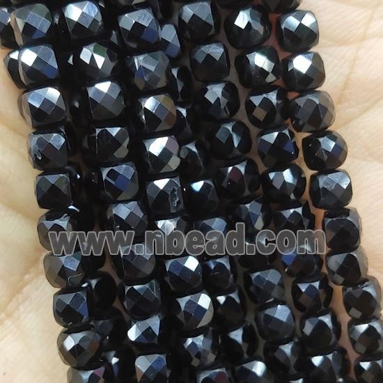 black Spinel Beads, faceted cube