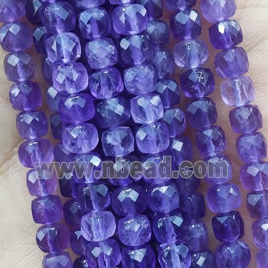 purple Amethyst Beads, faceted cube