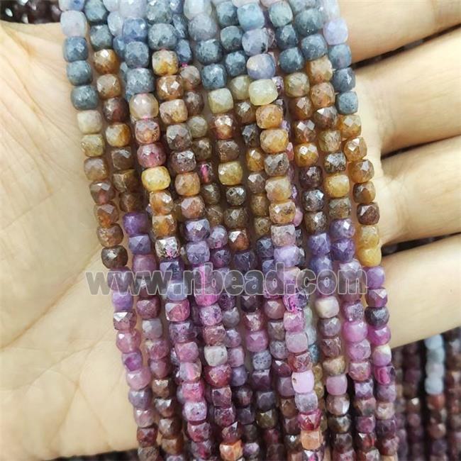 mix Ruby Beads, faceted cube