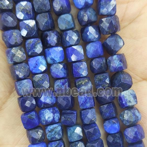 blue Lapis Lazuli Beads, faceted cube