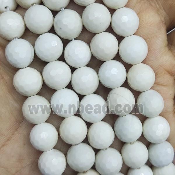 White Ivory Jasper Beads Faceted Round