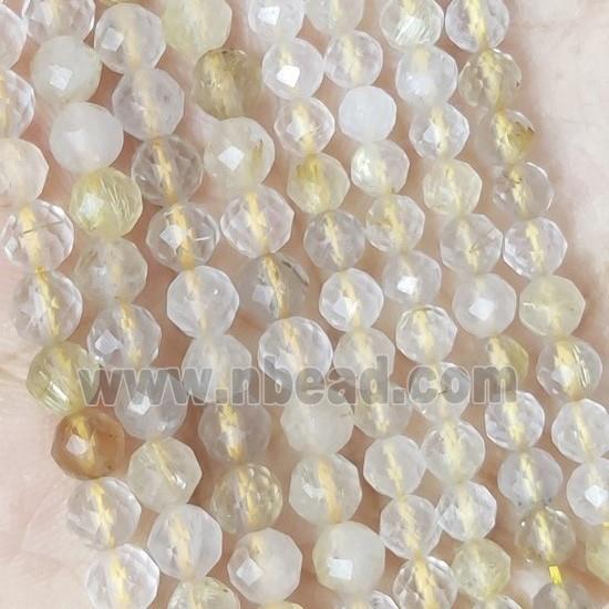 Golden Rutilated Quartz Beads Faceted Round