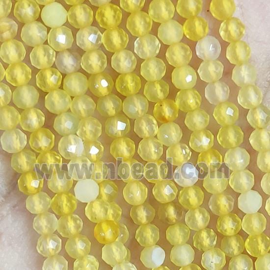 Yellow Agate Beads Faceted Round Dye