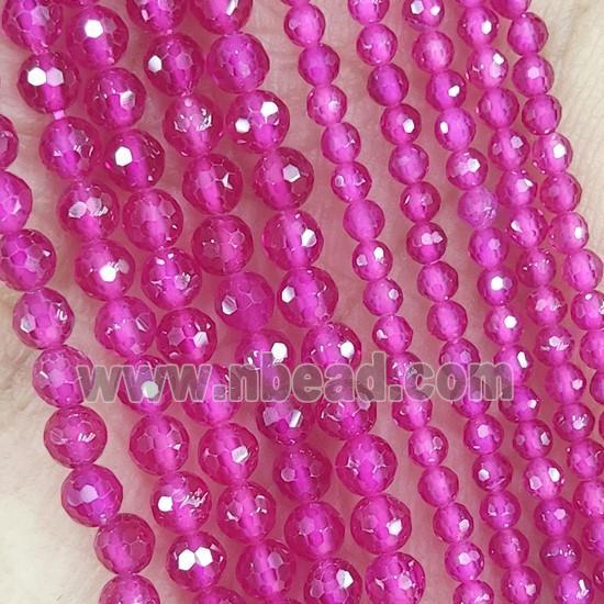 Hotpink Corundum Beads Tiny Faceted Round