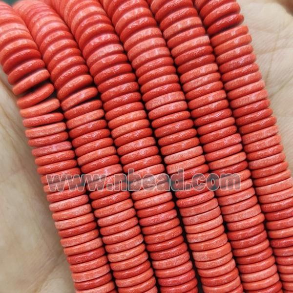 Orange Oxidative Agate Heishi Spacer Beads