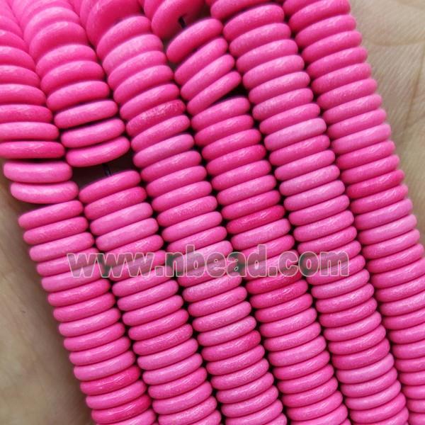 Hotpink Oxidative Agate Heishi Spacer Beads