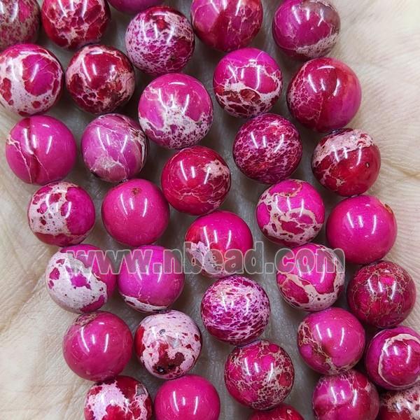 Round Hotpink Imperial Jasper Beads Dye