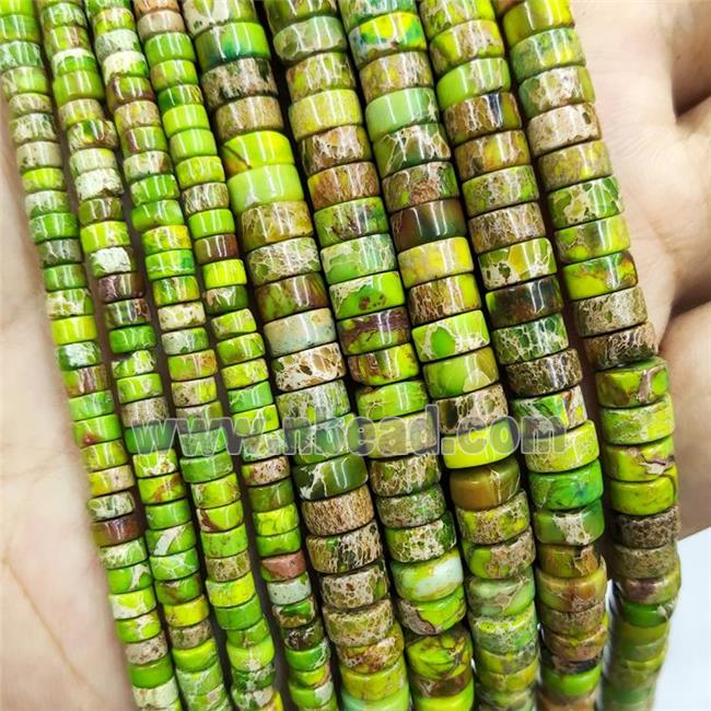 Olive Imperial Jasper Heishi Spacer Beads