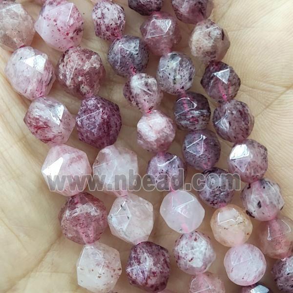 Pink Strawberry Quartz Beads Cut Round