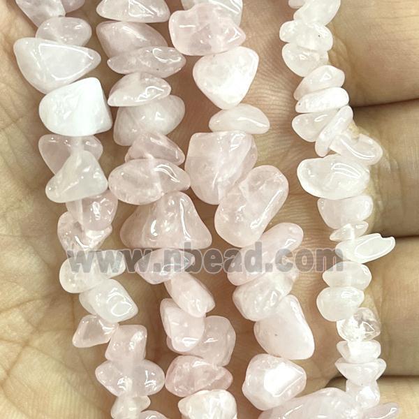 Pink Rose Quartz Chip Beads Freeform