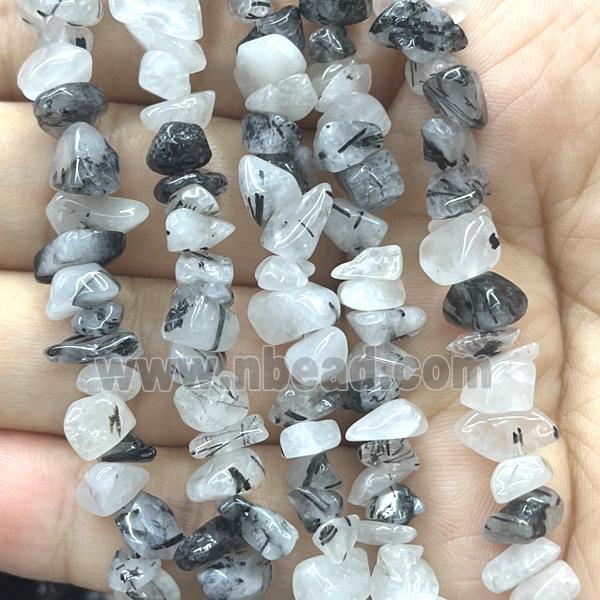 Black Rutilated Quartz Chip Beads Freeform