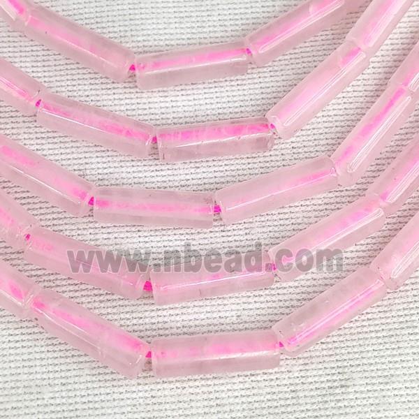 Pink Rose Quartz Tube Beads