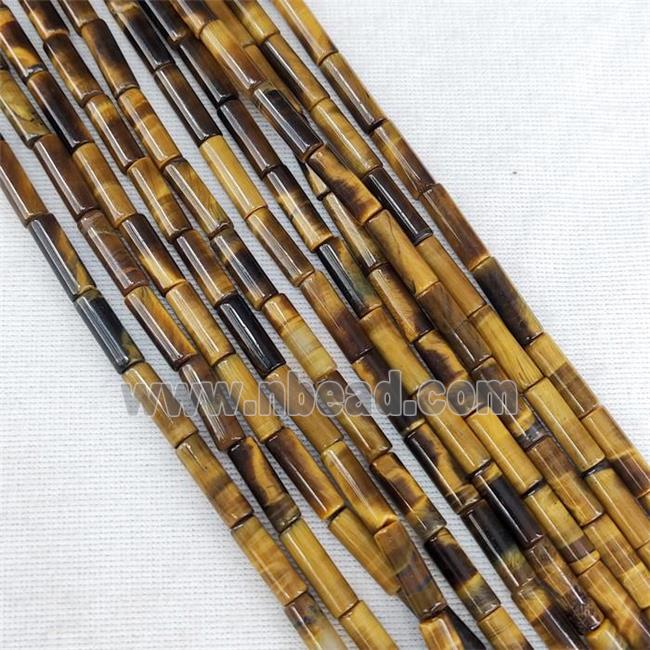 Natural Yellow Tiger Eye Stone Tube Beads