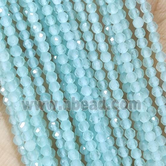 Aqua Cat Eye Glass Beads Faceted Round