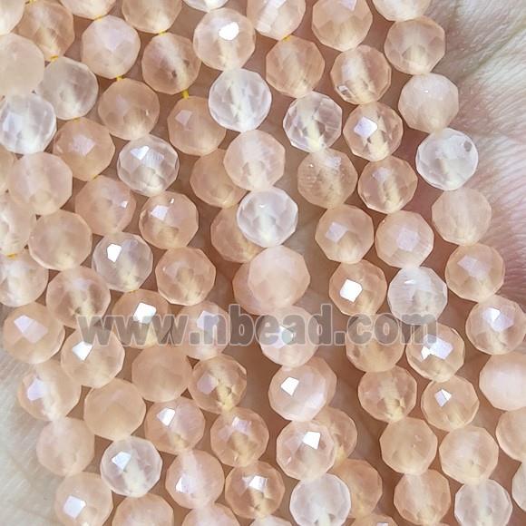 Peach Cat Eye Glass Beads Faceted Round