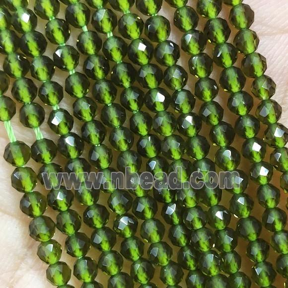 Green Crystal Glass Beads Faceted Round