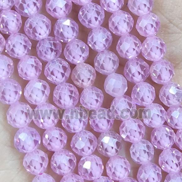 Pink Cubic Zircon Beads Faceted Round