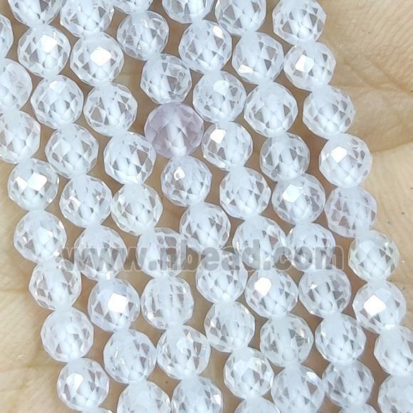 White Cubic Zircon Beads Faceted Round