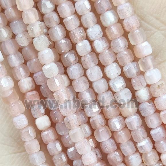 Peach SunStone Cube Beads