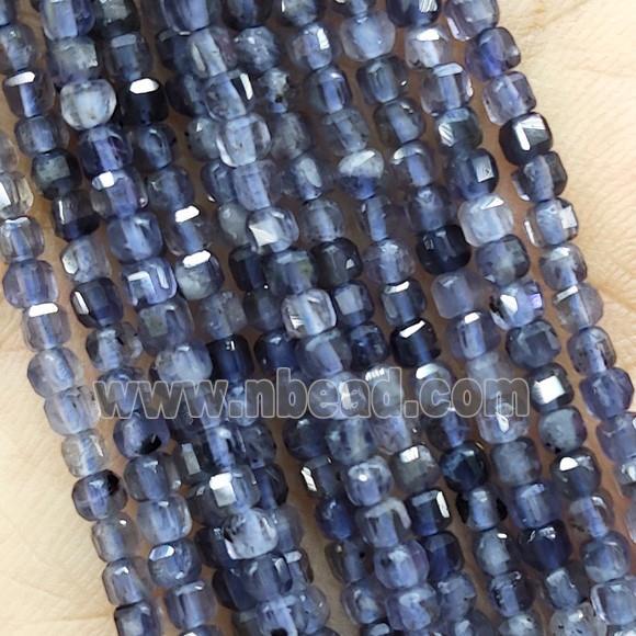 Natural Iolite Beads Faceted Cube